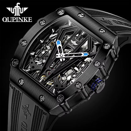 Mens Watches Luxury Brand Automatic Mechanical Wristwatch Fashion Skeleton Silicone Strap Sports Waterproof Watch Men