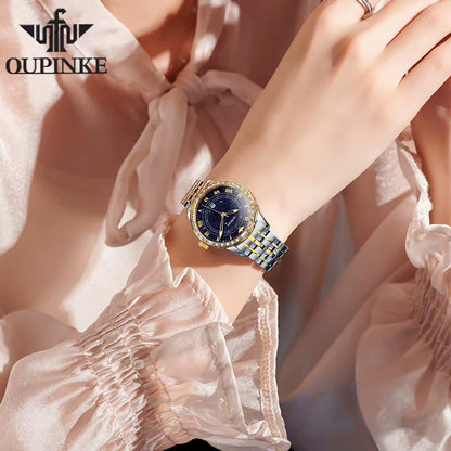 3203 Women Watch Imported Automatic Movement Diamond Starry Sky Sapphire Mirror Waterproof Luminous Wristwatch