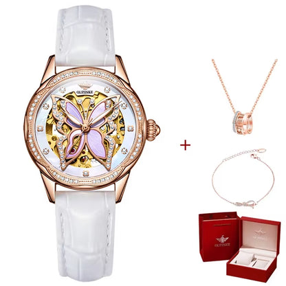 3239 Original Women'S Watches Hollow Out Butterfly Diamond Bezel Automatic Watch for Women Elegant Mechanical Wristwatch