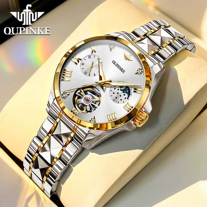 3202 Luxury Ladies Automatic Mechanical Watch Swiss Brand Tungsten Steel Waterproof Watch Moon Phase Elegant Women Watch