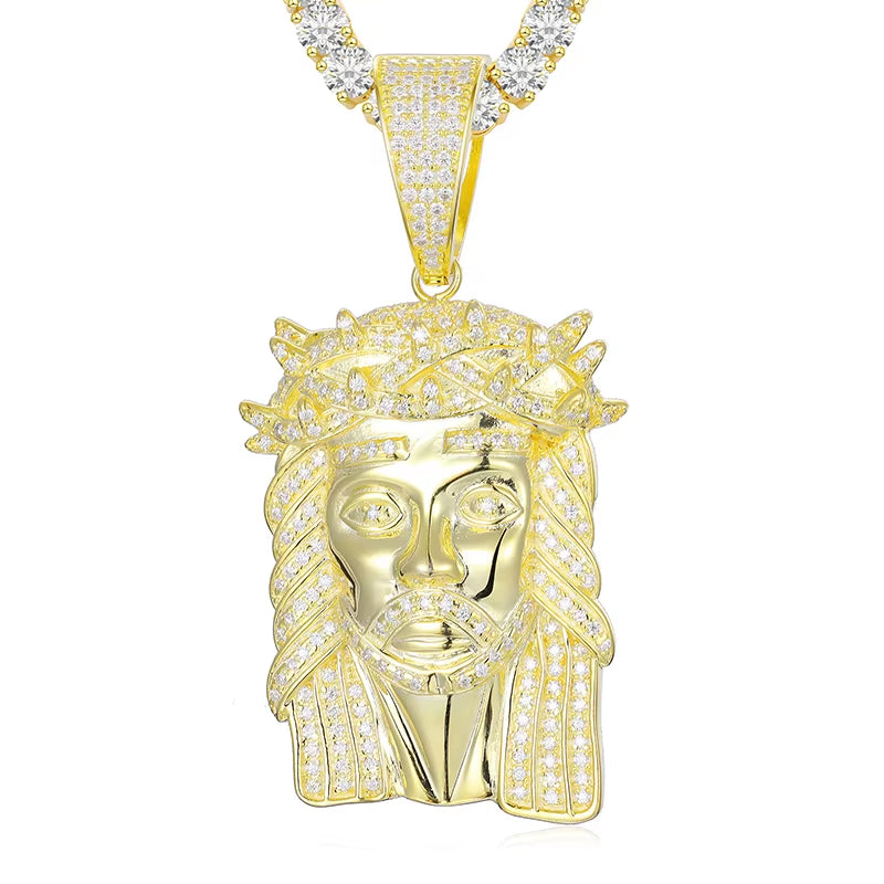 Unisex Iced Out Jesus Pendants VVS1 Moissanite Pendants Necklace Silver 925 for Men Hip Hop Jewelry