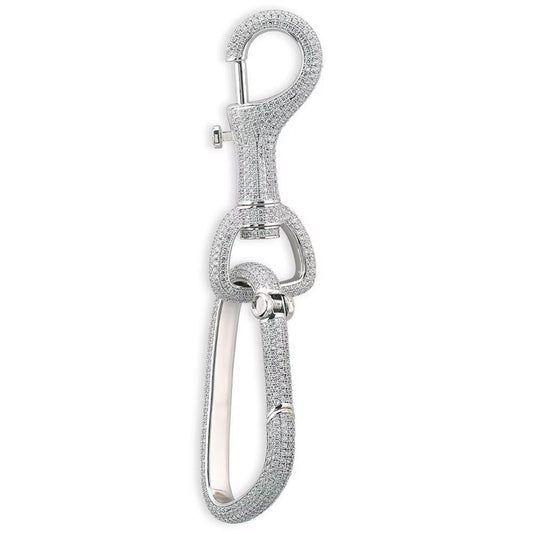 Gucy New Iced Out Carabiner Key Chain Gold Silver Color Hip Hop CZ Charm Jewelry Solid for Men Gifts Key Chain