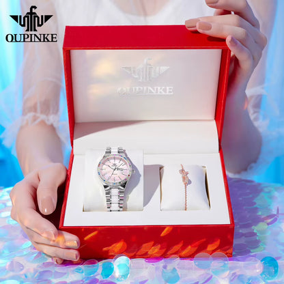 3283 Women'S Watch Elegant Ceramic Strap Luxury Brand Sapphire Calendar Week Waterproof Women Automatic Mechanical Watch