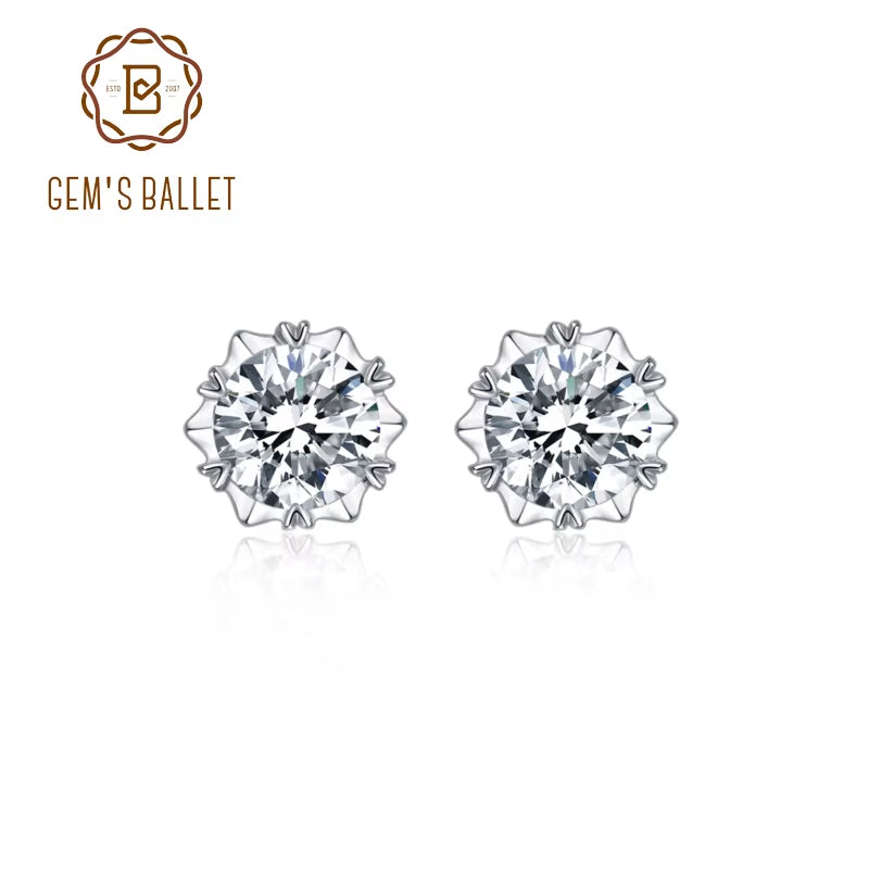 925 Sterling Silver Snowflake Stud Earrings Jewelry 5Mm Diamond Moissanite Earrings for Women Wedding