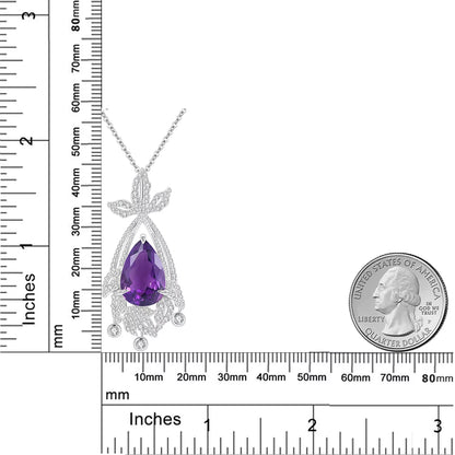 Natural Amethyst Statement Pendant in 925 Sterling Silver Chandelier Necklace Luxury Bridal Jewelry Gift for Her