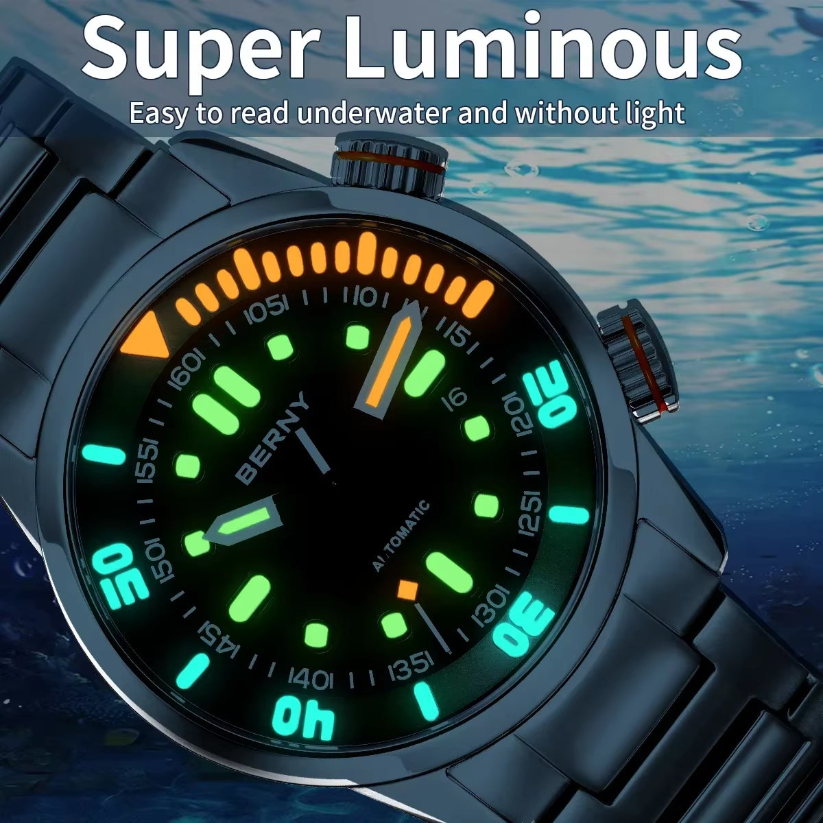 Automatic Dive Watch for Men Super Luminous Original Design 20ATM Man Wristwatch Sapphire Swim Sport Mechanical Male Watch