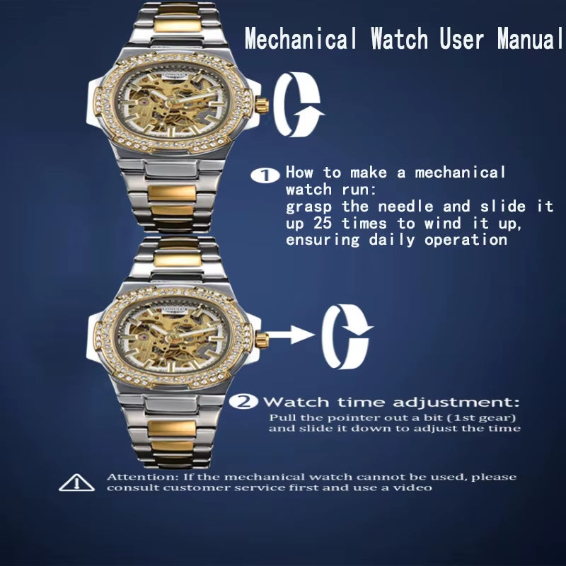 Automatic Man Watch Luxury Stainless Steel Wholesale Mechanical Wristwatches Skeleton Waterproof Diamond Watch Man Watch