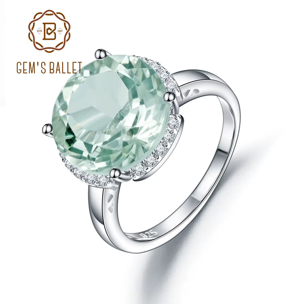 925 Sterling Silver Green Amethyst Rings for Women Sparkling Wedding Fine Jewelry Wholesale Gift Party Jewelry