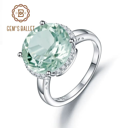 925 Sterling Silver Green Amethyst Rings for Women Sparkling Wedding Fine Jewelry Wholesale Gift Party Jewelry