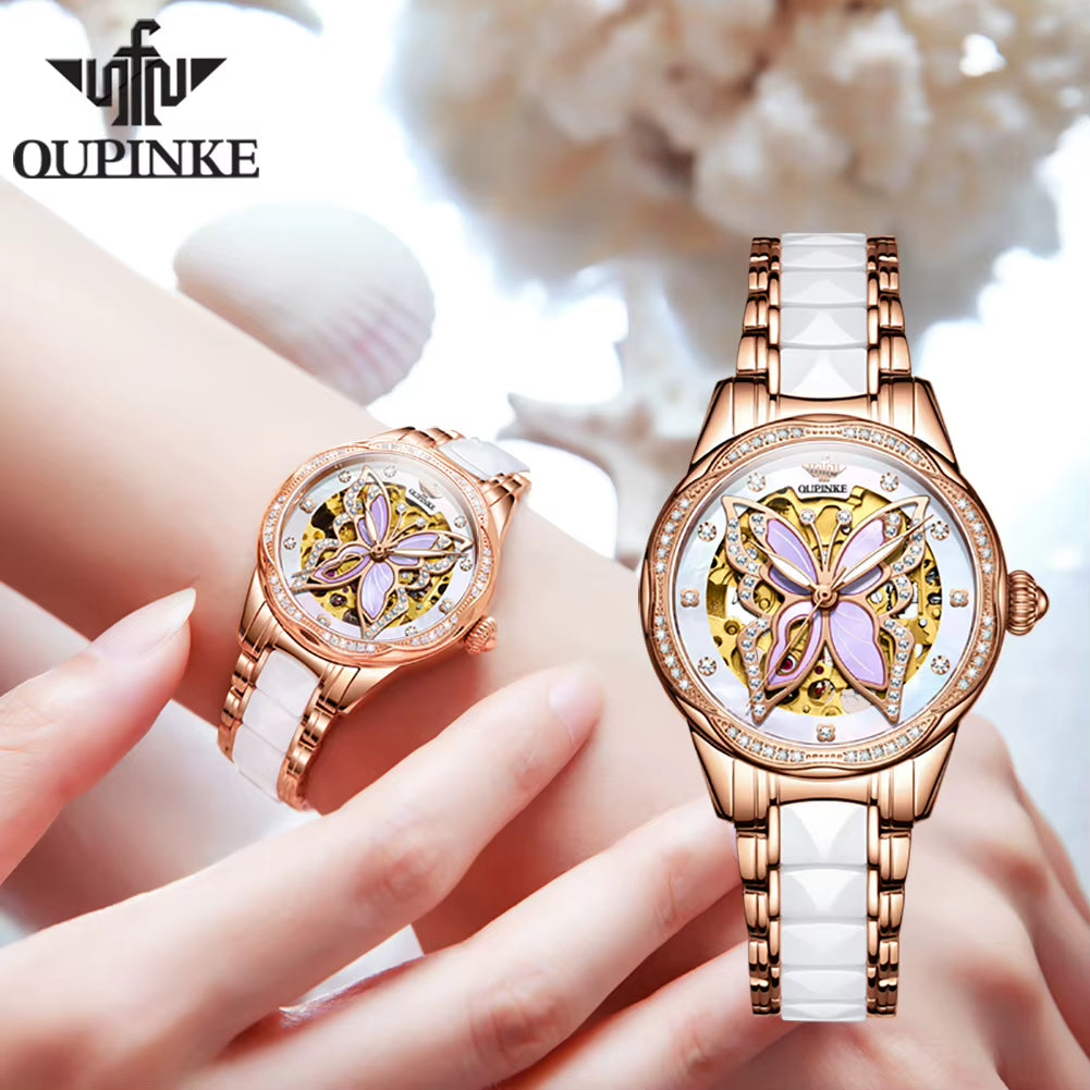 3239 Original Women'S Watches Hollow Out Butterfly Diamond Bezel Automatic Watch for Women Elegant Mechanical Wristwatch