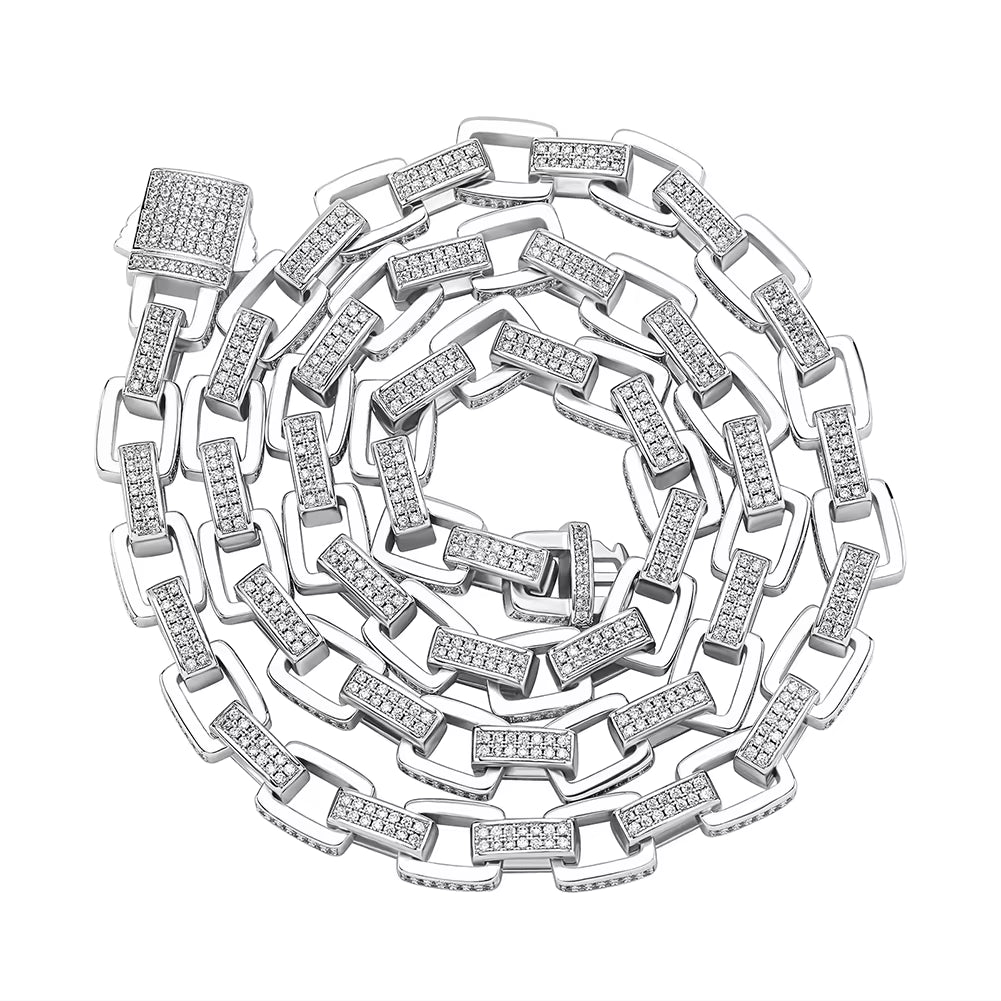 8Mm Ice Box Link Chain Necklace Full Micro Pave Cubic Zirconia Men/Women'S Necklace Hip Hop Jewelry Party Gift