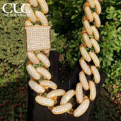 36Mm Big Miami Cuban Chain Necklace Men Hip Hop Link Solid Heavy Iced Out Cubic Zirconia Rapper Rock Jewelry