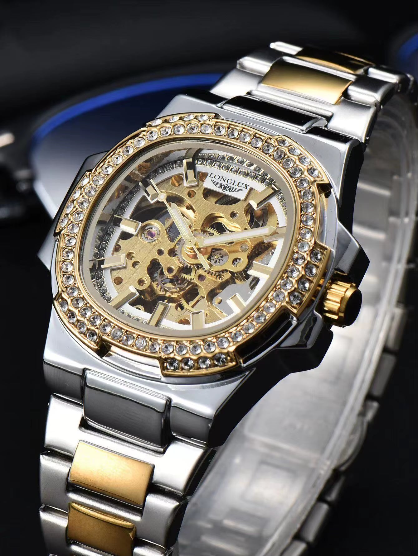 Automatic Man Watch Luxury Stainless Steel Wholesale Mechanical Wristwatches Skeleton Waterproof Diamond Watch Man Watch