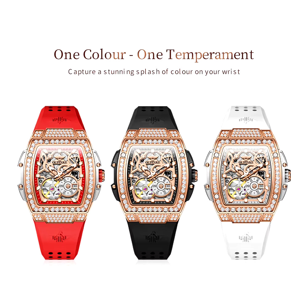 Skeleton Automatic Mechanical Watches for Women Waterproof Luminous Fashion Diamond Ladies Wristwatch 2024 NEW