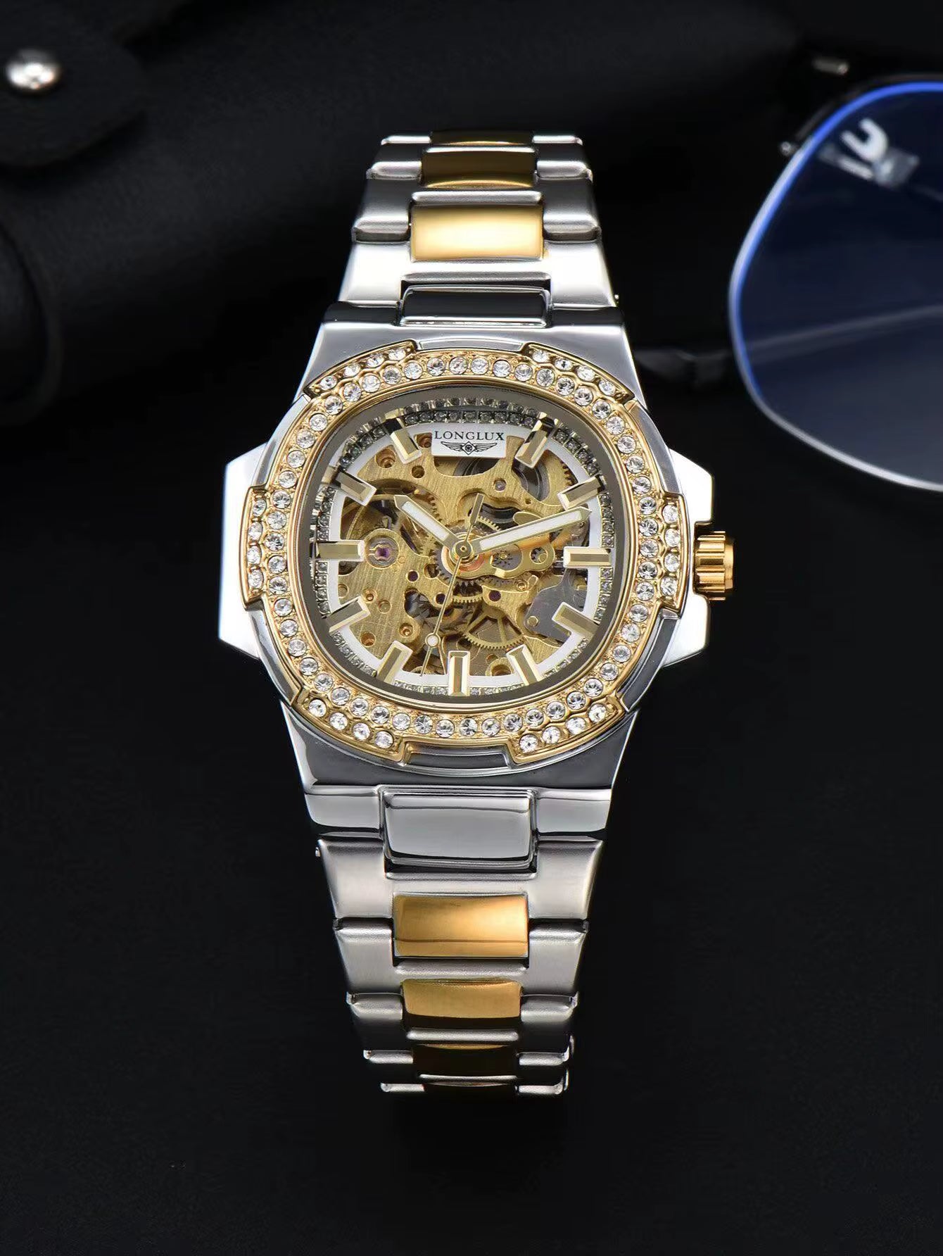 Automatic Man Watch Luxury Stainless Steel Wholesale Mechanical Wristwatches Skeleton Waterproof Diamond Watch Man Watch