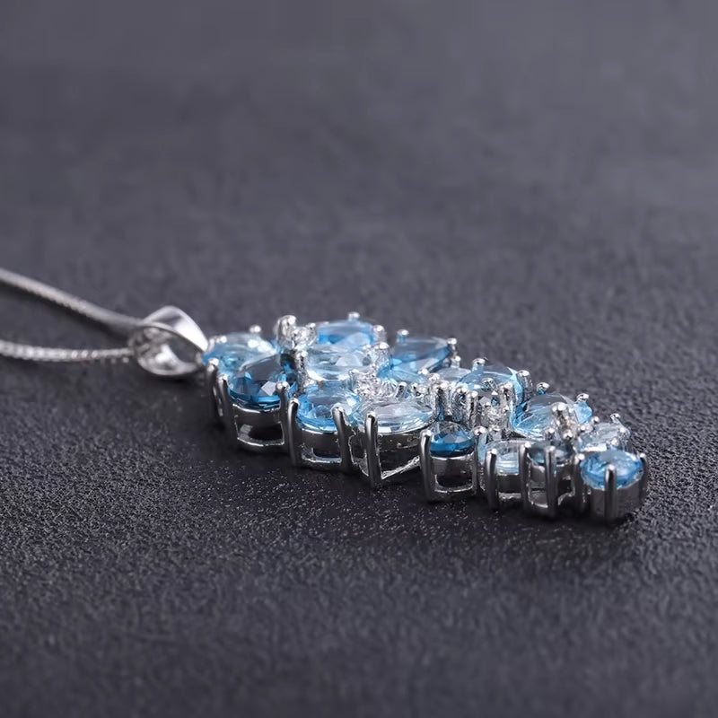 London Blue Topaz Swiss Blue Topaz Sky Blue Topaz Mix Gemstone Pendants for Women Gift Luxury Jewelry Accessories