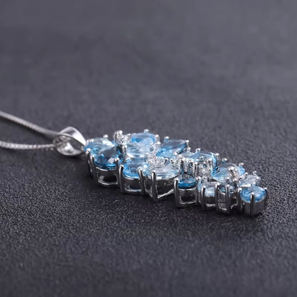 London Blue Topaz Swiss Blue Topaz Sky Blue Topaz Mix Gemstone Pendants for Women Gift Luxury Jewelry Accessories