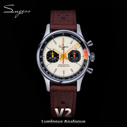 Watch of Men Chronograph Mechanical Wristwatches Tianjin ST19 Swanneck Movement Pilot Mens Watch Sapphire Crystal Gift V2