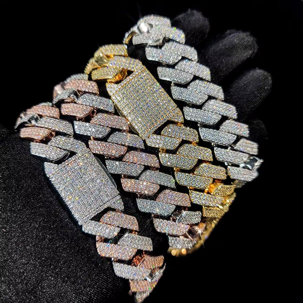 Hip Hop Jewelry 20Mm Thick Cuban Link Chain Crystal Miami Gold Silver Two Color Iced Out CZ Cuban Chain Necklace